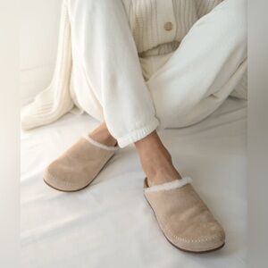 Jenni Kayne Shearling-Lined Moc Clog Slipped Slide Color Natural Size 39